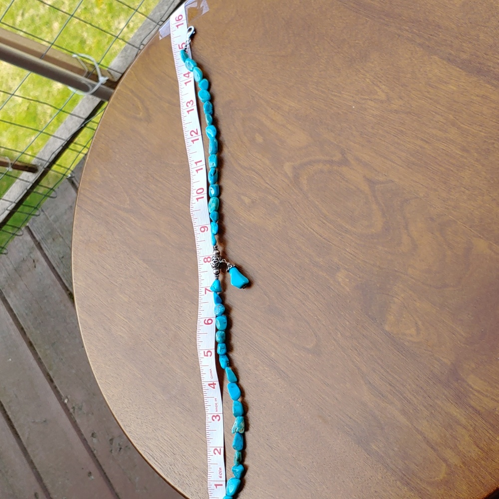 Vintage genuine turquoise and 925 sterling necklace - Picture 2 of 3